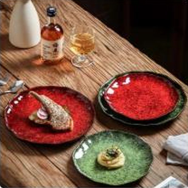 Platos aperitivos negro y rojo - producto de cerámica al mayoreo